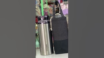 Túi vải Canvas đựng bình giữ nhiệt handmade Đen Xám, có quai xách và dây rút khóa túi tiện lợi