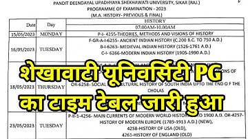 शेखावाटी यूनिवर्सिटी PG परीक्षा टाइम टेबल जारी हुआ कैसे देखें ✌️। Pdusu PG Exam Time Table 2023 |