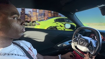 C8 OWNER RACES HELLCAT REDEYE OWNER IN DOWNTOWN HOUSTON