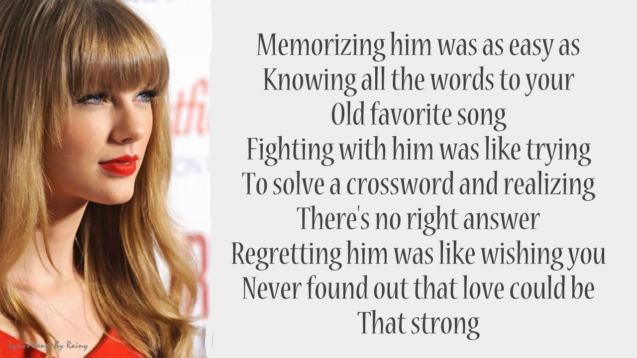 Taylor Swift Red Lyrics Songs