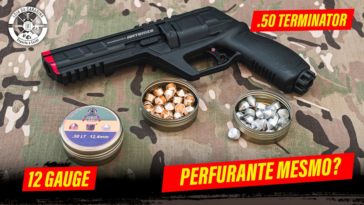 TERMINATOR .50! Artemis CP300 .50 Teste com Munição Terminator Maciça e 12 Gauge