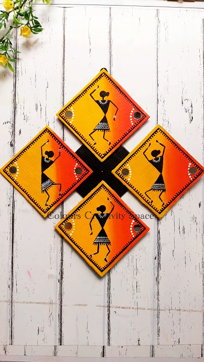 Cardboard Craft / Warli Wall Art #shorts #cardboardcrafts #shortsvideo #craft #warli #tribalart