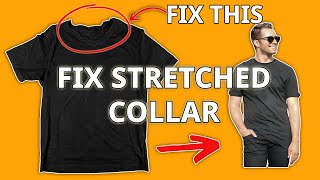 Easy hacks fix stretched t-shirt neckline collar no sew 👕 screenshot 5