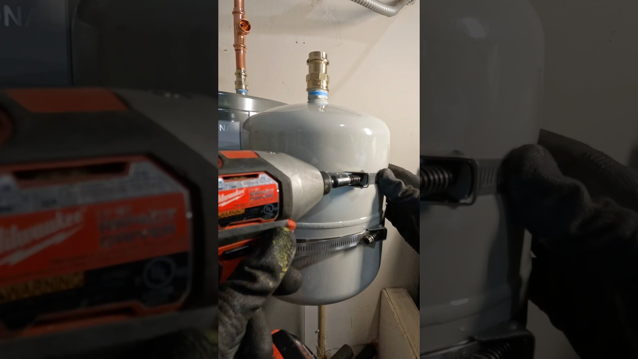 Installing a Holdrite Quick Strap™ Expansion Tank Mounting Bracket 💪 #plumbing #plumber #asmr #diy