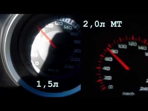 Разгон Lancer X 1.5 и сравнение с 1.8, 2.0 и 2.4)))