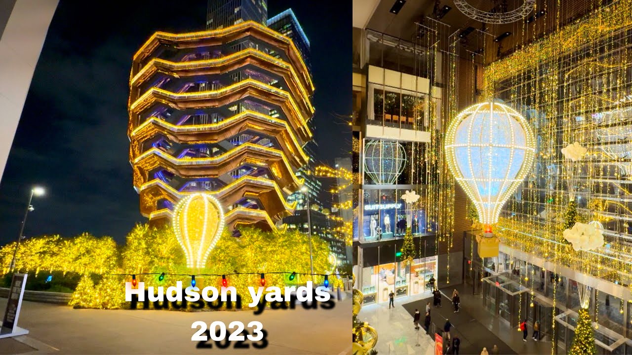 New York City Christmas Walk 2023 Hudson Yards Christmas Lights (shine