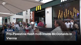 Pro-Palestine flash mob inside McDonalds in Vienna