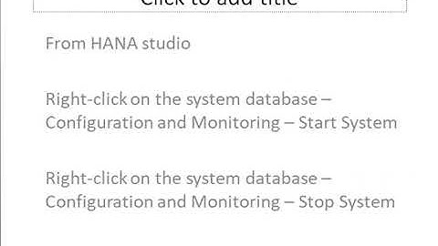 START and STOP the HANA Database