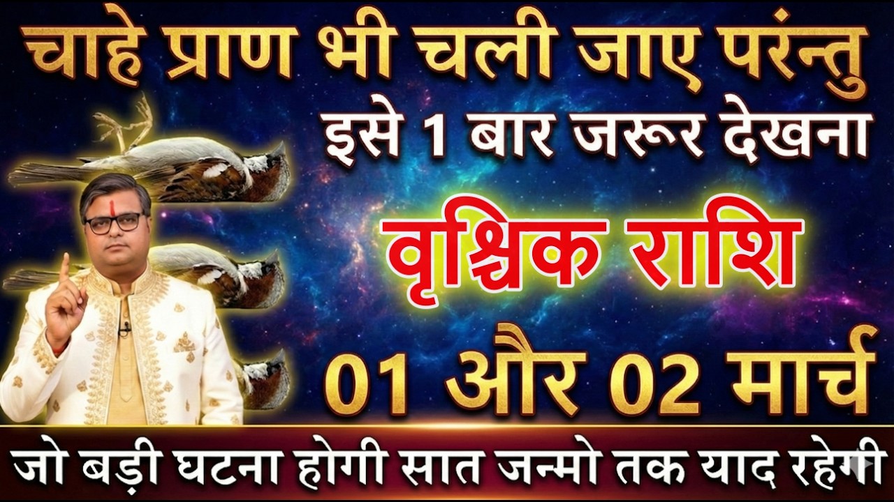 वृश्चिक राशि वालों 01 और 02 मार्च 2026 चाहे प्राण भी चली जाए परन्तु इसे 1 बार जरूर देखना@vrischik