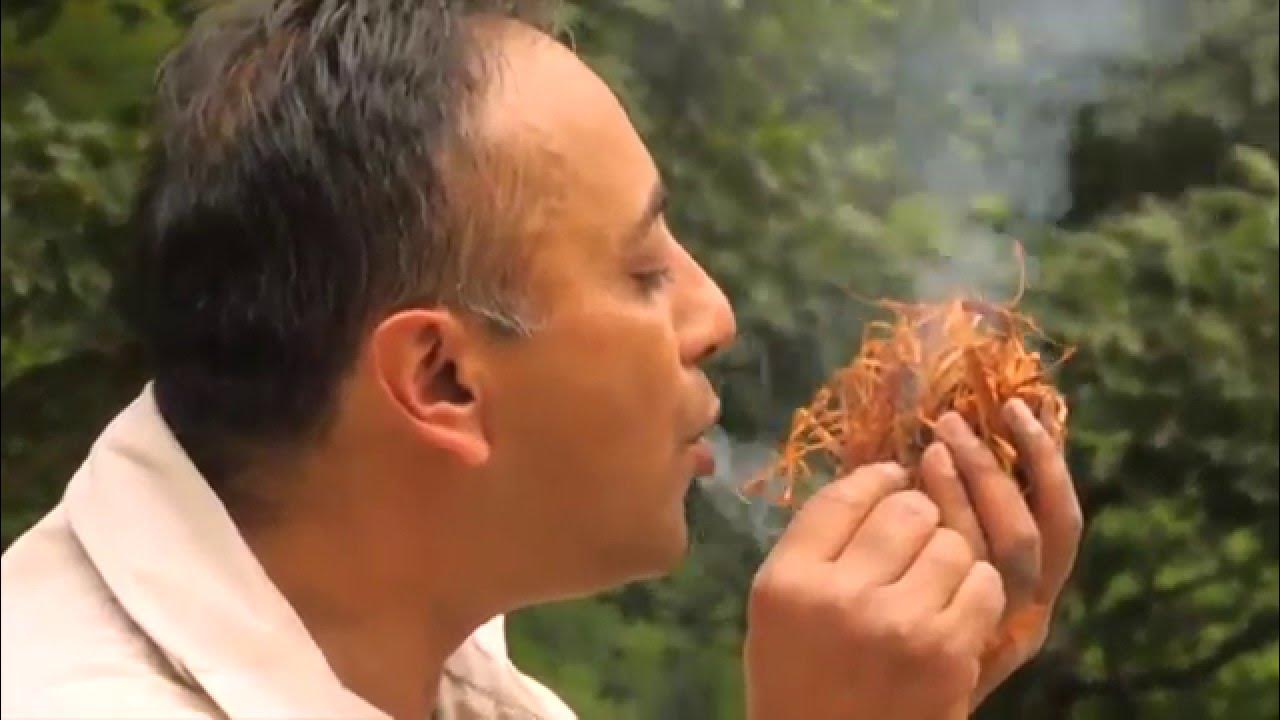 Living in the Stone Age Fire starting using flint, Iron pyrites and