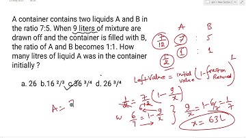 A container contains two liquids A and B in the ratio 7 : 5. When 9 liters of mixture are drawn off