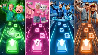Cocomelon Talking Tom Paw Patrol In Real Life? Tiles Hop Music Challenge