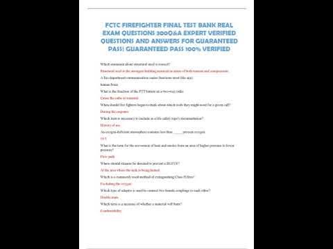 FCTC FIREFIGHTER FINAL TEST BANK REAL EXAM QUESTIONS 300Q EN A EXPERT