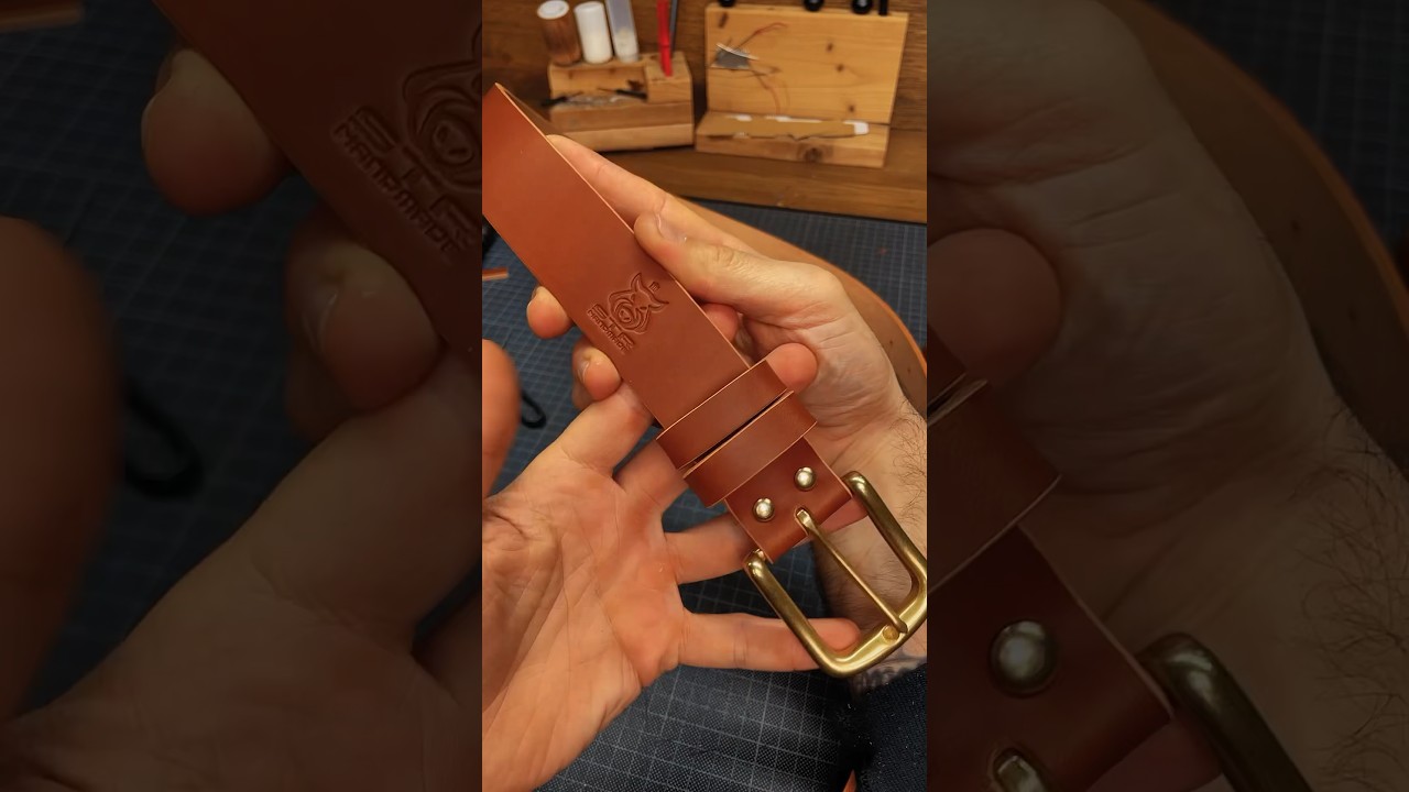 How I make leather belt👖 #leathercraft