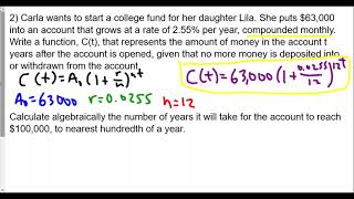 Algebra 2 Spring 2021 Midterm Review Question 2