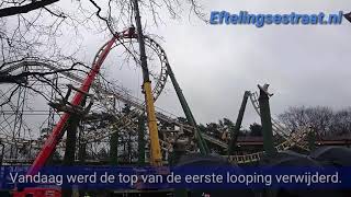 Vandaag is het bovenste deel van de eerste looping verwijderd bij de Python in de Efteling.