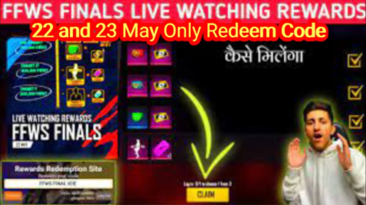 FFWS Redeem Code Milgaya 700k Live Watching Complete Rewards/ Free Fire Esports Official Redeem Code