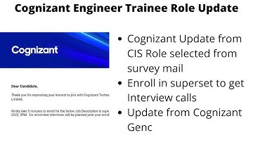 Cognizant Genc CIS Survey mail update | CIS Role Superset Enrollment Mail |