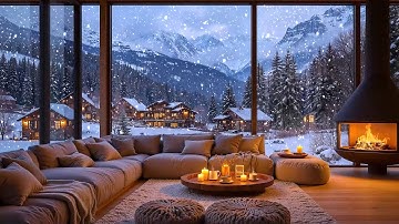 Cozy Winter Cabin Ambience ❄️ Warm Piano Jazz Music & Crackling Fireplace to Relax, Study, Work