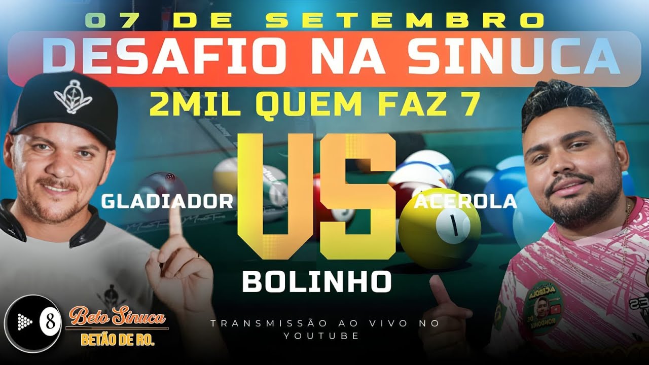 BAIANINHO VS GLADIADOR: Desafio de Sinuca entre melhores do Brasil