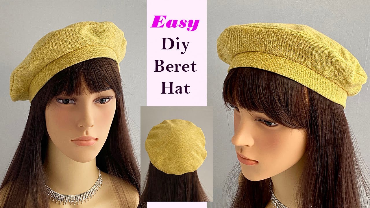  Beautiful Beret hat cutting and sewing  DIY Fabric Hats  French Beret Hat  Womans Winter Hat