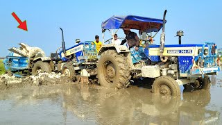 Swaraj 735 Tractor Stuck in Mud And Tractor 744 Sa Toching New Thresher Machine Mud