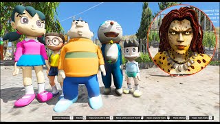 GTA 5 Mod - Biệt Đội Nobita Doremon Đi Sở Thú Vô Tình Gặp Được Cô Gái Người Báo