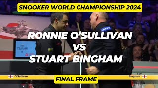 Stuart Bingham vs Ronnie O'Sullivan - Last Final Frame - Snooker World Championship 2024