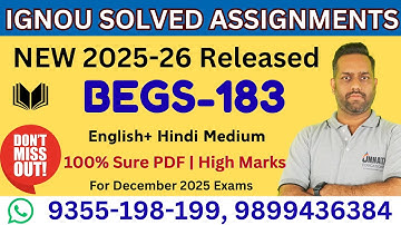 BEGS 183 Solved Assignment 2024-25 | BEGS 183 Handwritten Assignment 2025 English Medium