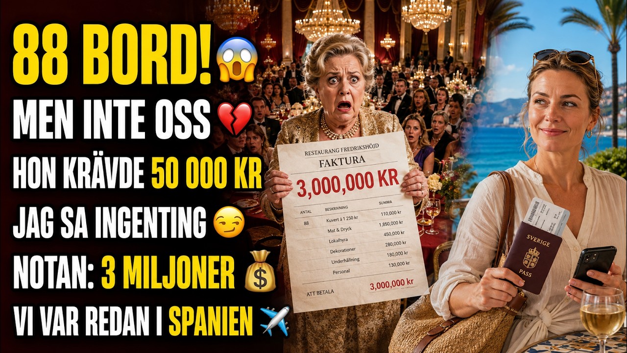 Jag stod i mitt sovrum och hörde min svärmor kräva att min man skulle betala 50 000 kronor till hennes 70-årsfest – en fest med 88 bord där vår familj medvetet inte var inbjuden. Hon kallade det...