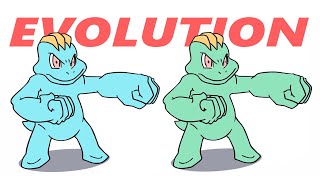 MACHOP - Evolution Normal and Shiny, Pokemon Transformation Animation Gif - Machoke, Machamp