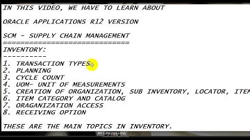 Oracle Apps SCM Inventory Topics