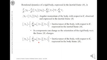 Video lecture V   Rigid body dynamics: Relating inertia tensors expressed in different frames
