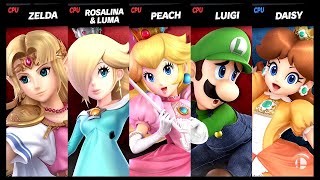 Zelda And Rosalina & Luma And Peach And Luigi Vs Daisy Lv 9 Cpu Battle Super Smash Bros Ultimate