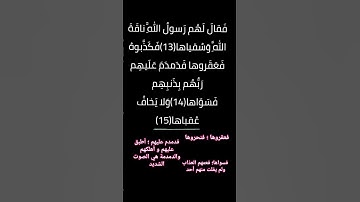 سورة الشمس مكتوبة  من الآية  13 إلى الآية  15 مع شرح المعاني/ surat ash-shams #اكسبلور