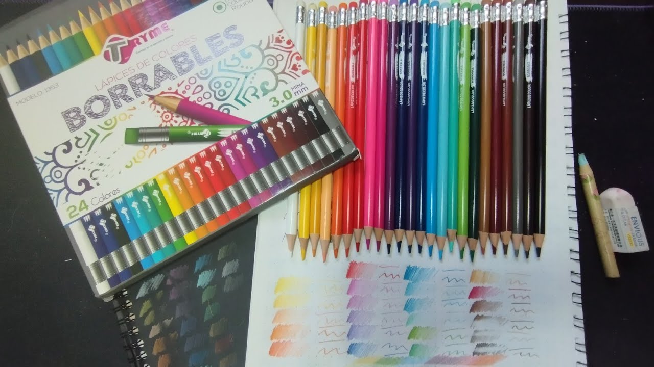 primeras-impresiones-llapices-de-color-borrables-tryme-24pz-youtube