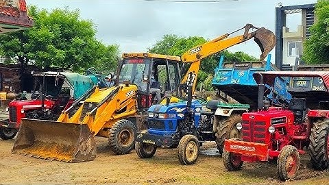 Jcb 3dx Backhoe Mud Loading Trolley In Mahindra Novo And Mahindra Arjun Two Tractor I