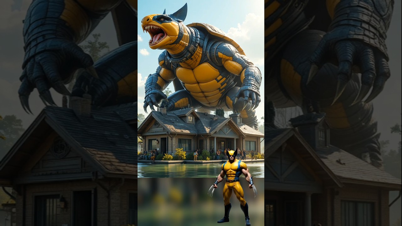Superheroes but giant turtle on house avengers &DC-all characters