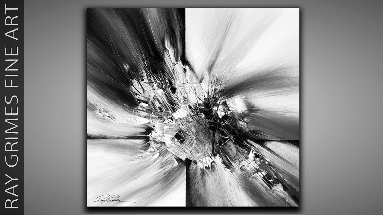 Simple Black White Abstract Painting Techniques 239 Relaxing Acrylics Demonstration Youtube