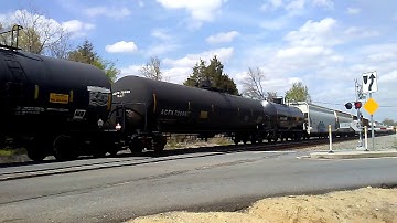 NS freight train with an. NS ex conrail -8 plus ex- LMS -8 ex csx&NS