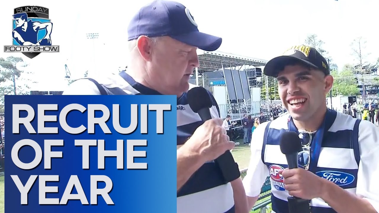 Why the Cats had to wait for Tyson Stengle to sing the song - Sunday Footy Show | Footy on Nine