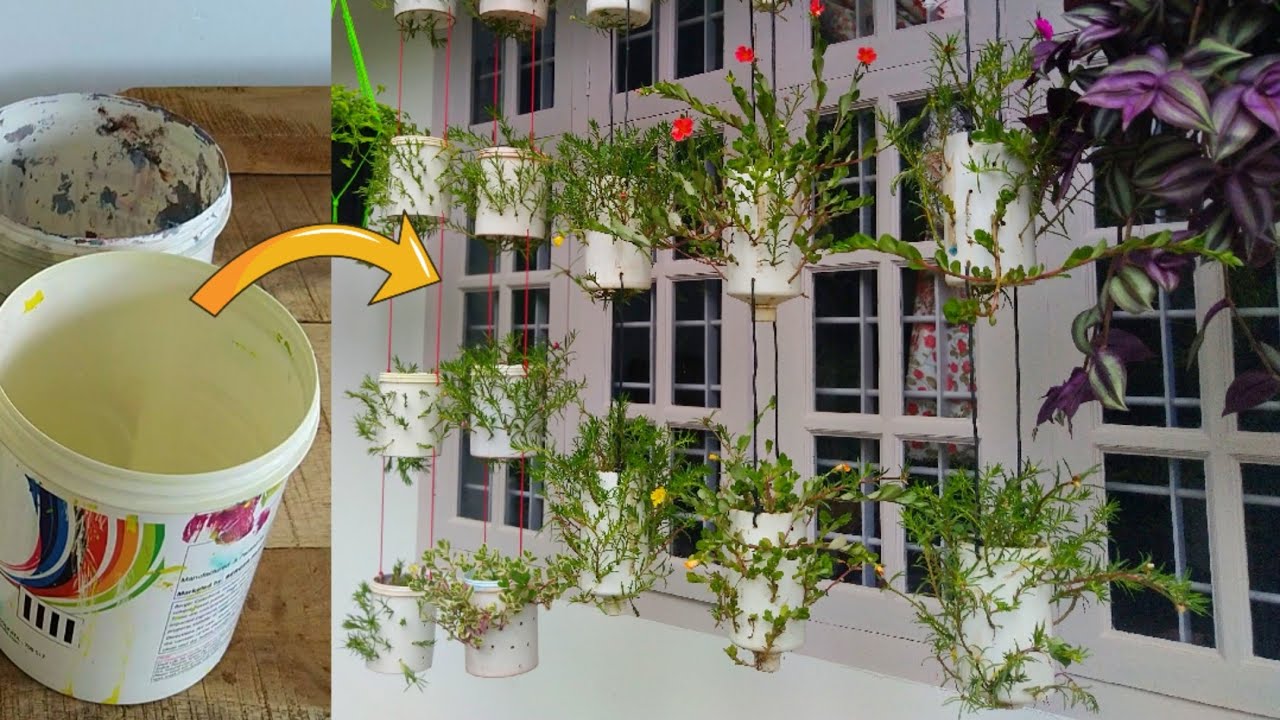 How to make Hanging pots Making pots using waste plastic paint