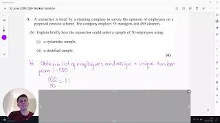Edexcel S3 June 2008 Q5bi Worked Solution (Systematic Sampling)