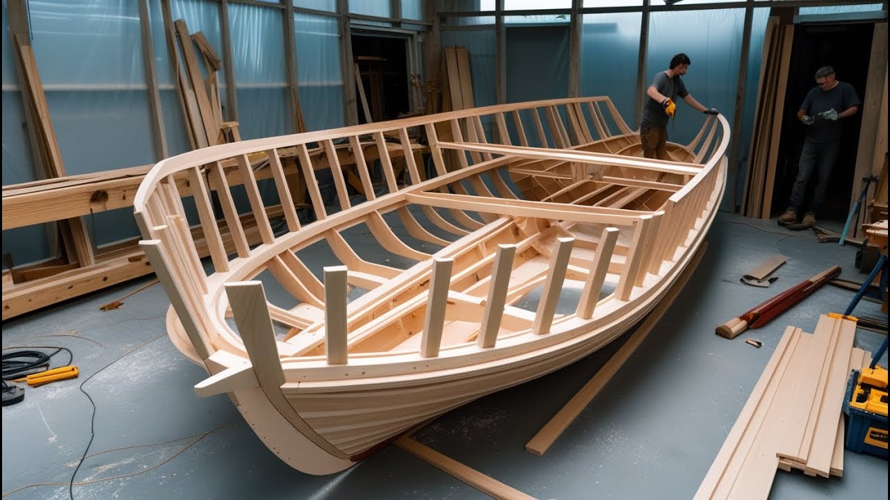 The Process Of Building A Masterpiece Wooden Boat By A Carpenter // Amazing Carpentry Skills