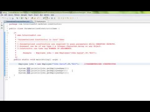PARAMETERIZED CONSTRUCTOR JAVA DEMO