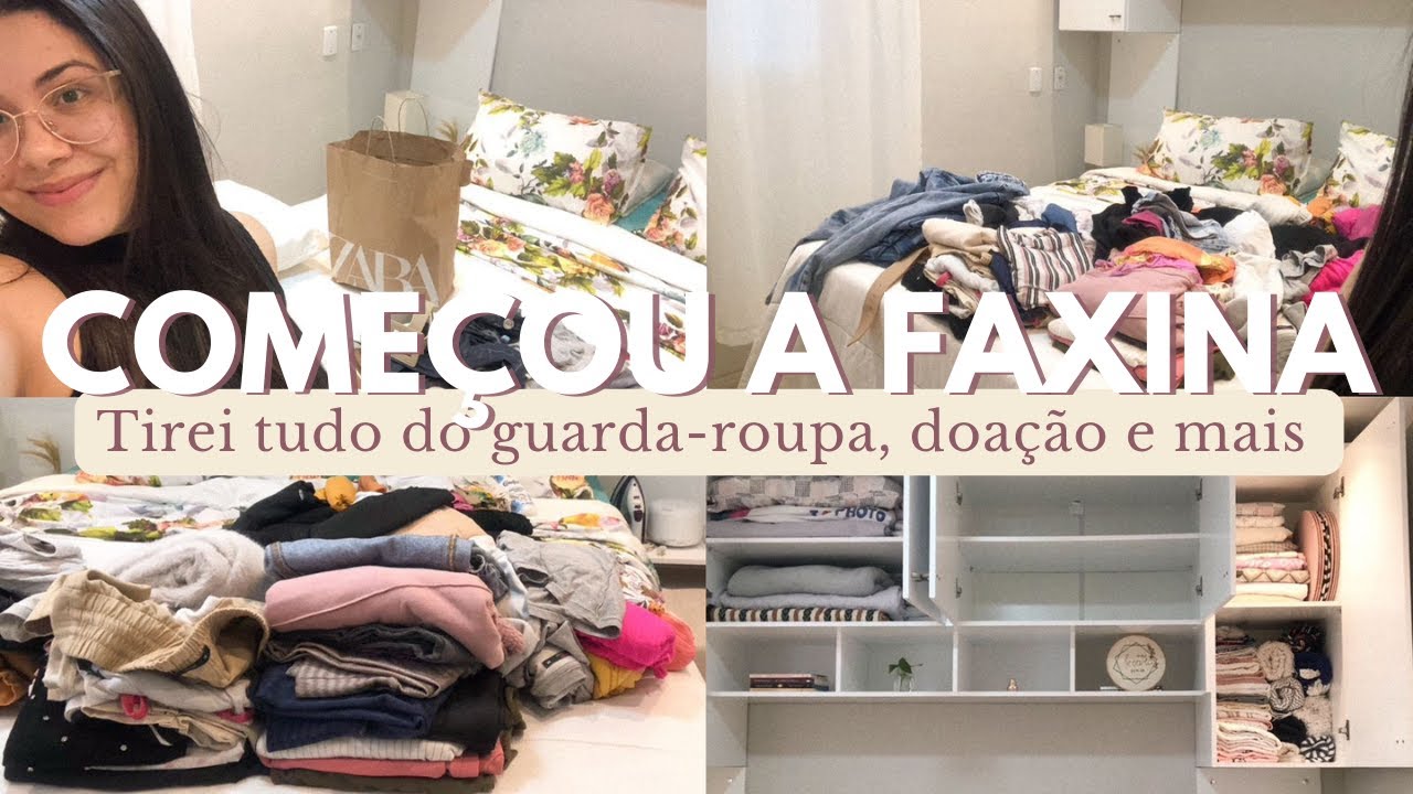 FAXINA GERAL NO GUARDA-ROUPA l Tirei tudo, doação e organização nos 2 quartos l Meu apê de 50mt²