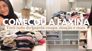 FAXINA GERAL NO GUARDA-ROUPA l Tirei tudo, doação e organização nos 2 quartos l Meu apê de 50mt²