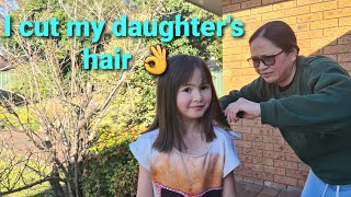 DIY cutting my daughter's hair | Long to Short haircut