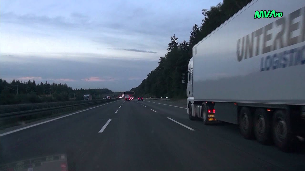 Fahrt auf der A9 von Greding bis Kreuz Nürnberg Ost