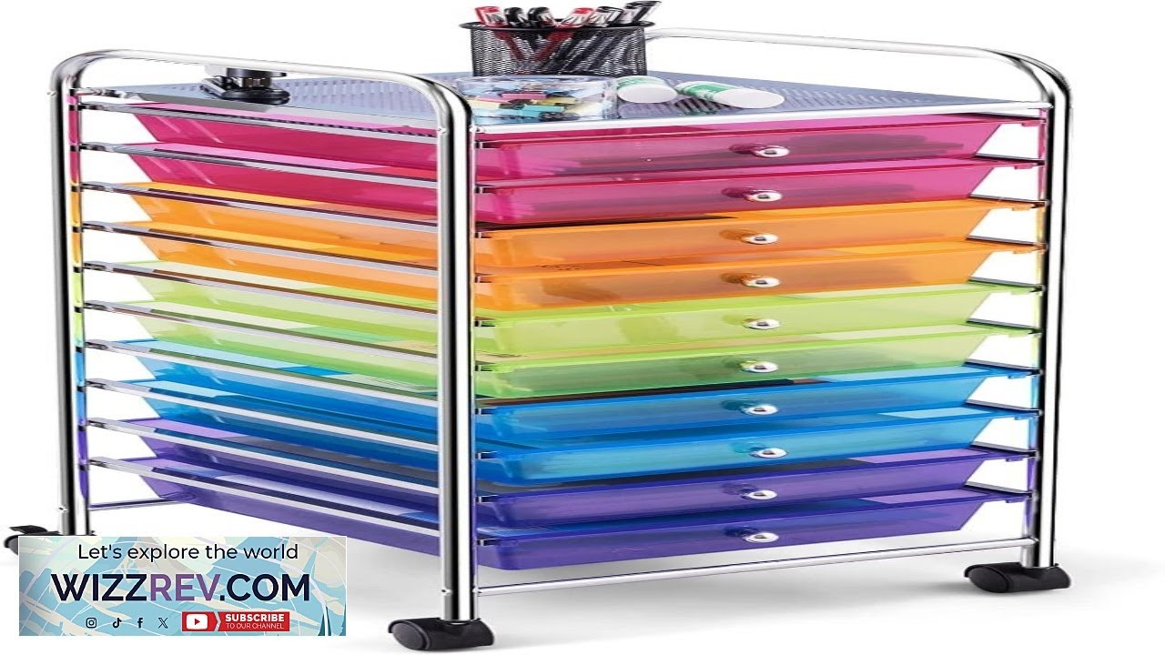 COSTWAY 10 Drawer Rolling Storage Cart Utility Mobile Trolley with Removable Drawers